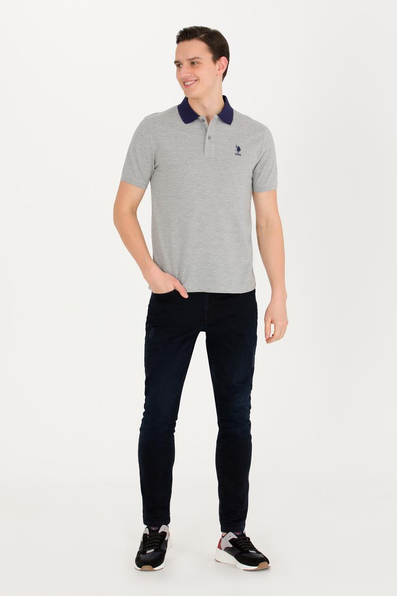 Erkek Gri Melanj Polo Yaka Tişört - 50264895069