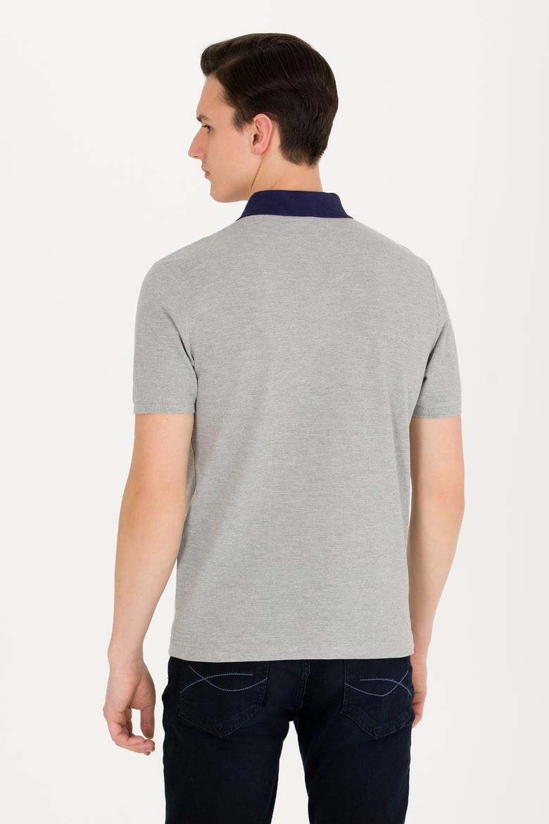 Erkek Gri Melanj Polo Yaka Tişört - 50264895069