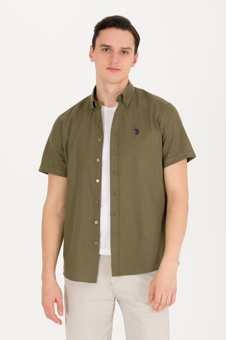 Erkek Koyu Haki Kısa Kollu Gömlek - 50266497072