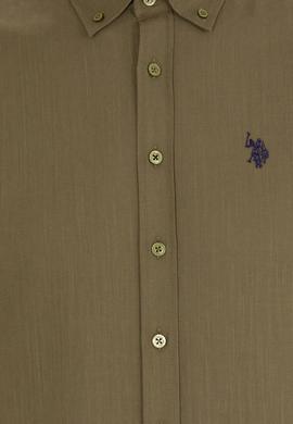 Erkek Koyu Haki Kısa Kollu Gömlek - 50266497072