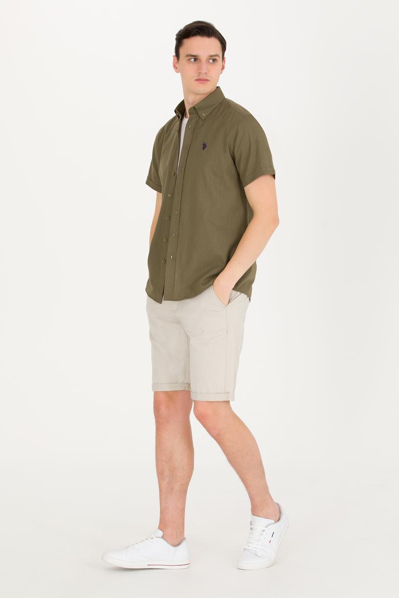 Erkek Koyu Haki Kısa Kollu Gömlek - 50266497072
