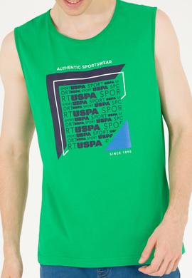 Erkek Elma Yeşili Bisiklet Yaka Kolsuz T-Shirt - 50263379036