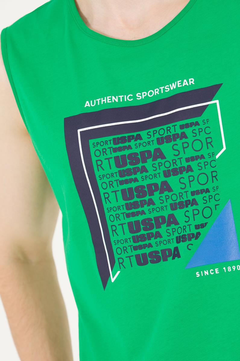 Erkek Elma Yeşili Bisiklet Yaka Kolsuz T-Shirt