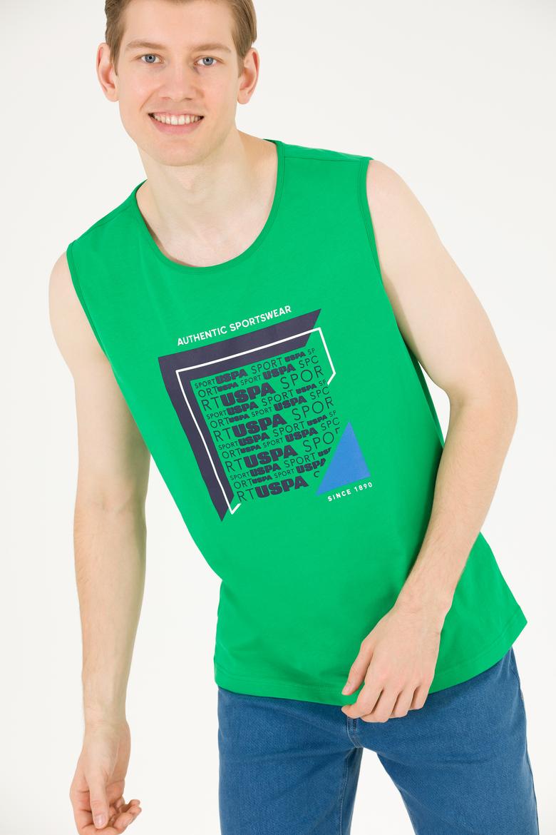 Erkek Elma Yeşili Bisiklet Yaka Kolsuz T-Shirt - 50263379036