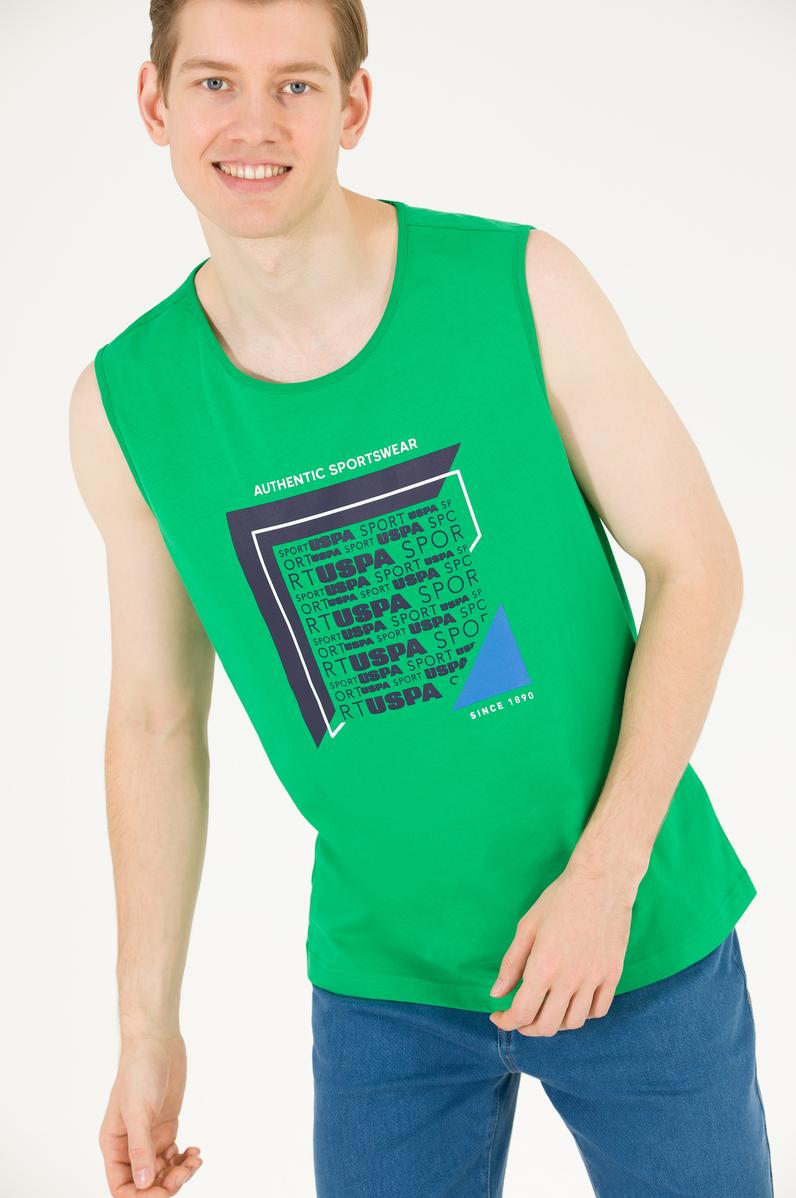 Erkek Elma Yeşili Bisiklet Yaka Kolsuz T-Shirt