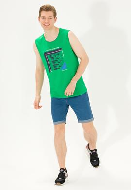 Erkek Elma Yeşili Bisiklet Yaka Kolsuz T-Shirt - 50263379036