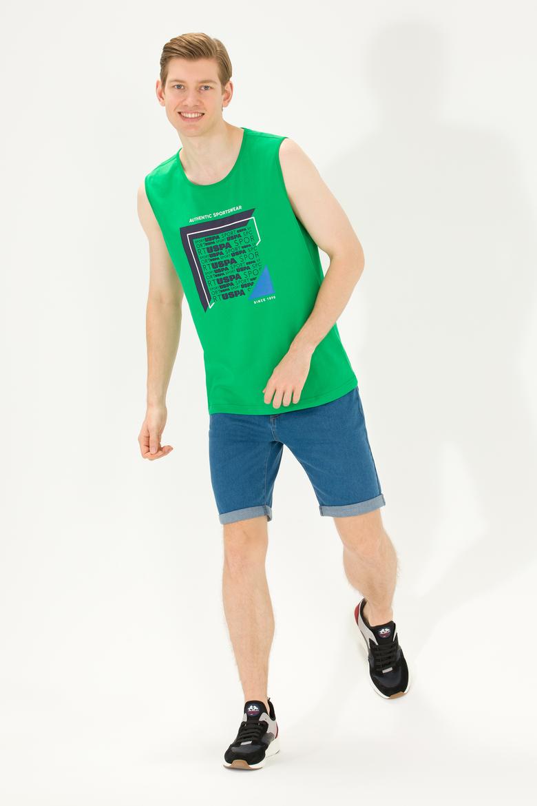 Erkek Elma Yeşili Bisiklet Yaka Kolsuz T-Shirt - 50263379036