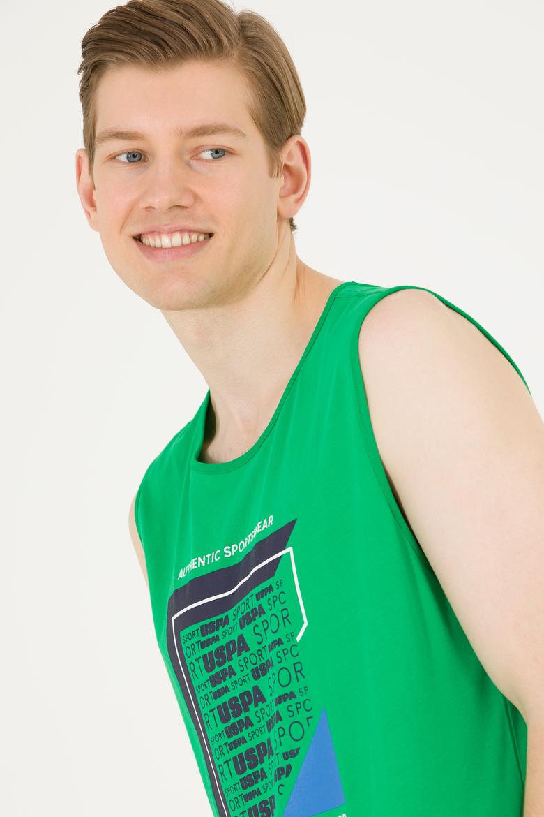 Erkek Elma Yeşili Bisiklet Yaka Kolsuz T-Shirt - 50263379036