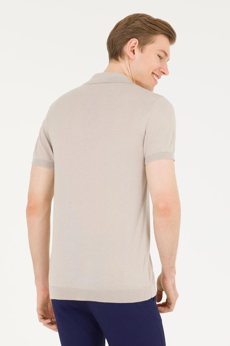 Erkek Taş Polo Yaka Triko Kazak - 50264628037