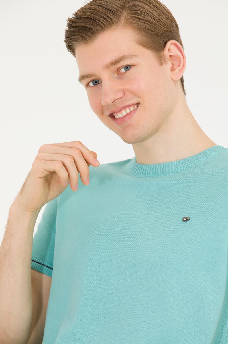 Erkek Mint Bisiklet Yaka Triko Kazak