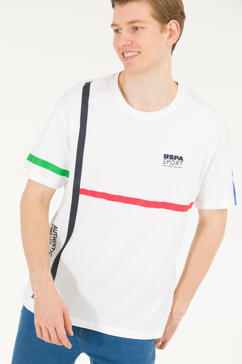 Erkek Beyaz Comfort Bisiklet Yaka Tişört - 50263276033