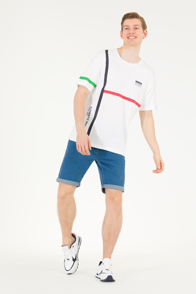 Erkek Beyaz Comfort Bisiklet Yaka Tişört - 50263276033