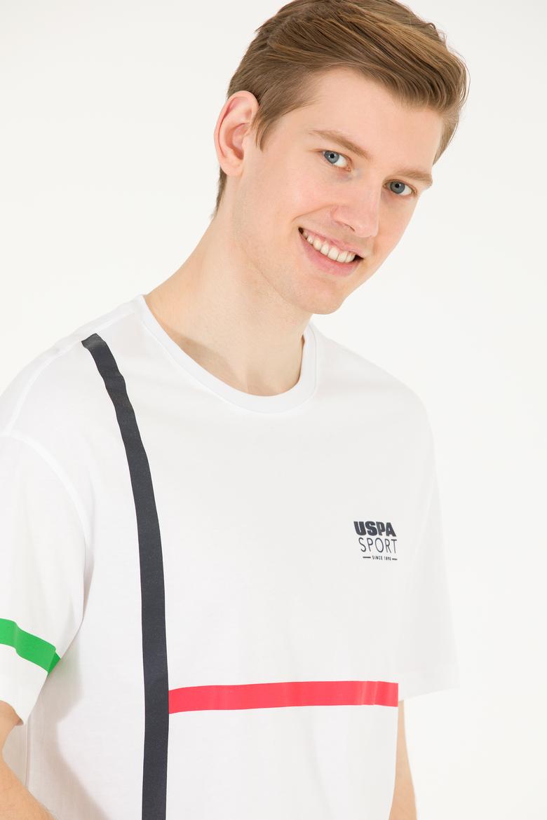 Erkek Beyaz Comfort Bisiklet Yaka Tişört - 50263276033