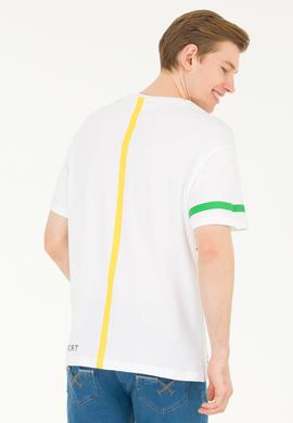 Erkek Beyaz Comfort Bisiklet Yaka Tişört - 50263276033