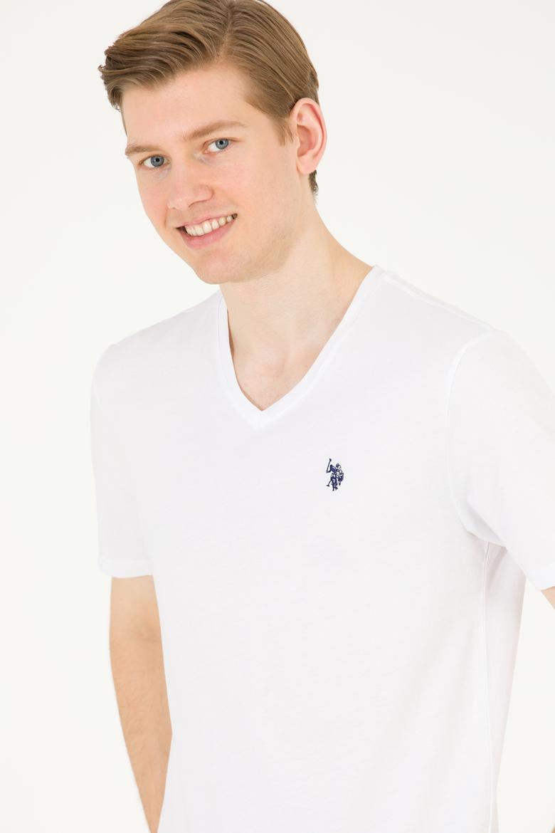 Erkek Beyaz Basic V Yaka Tişört - 50263203001
