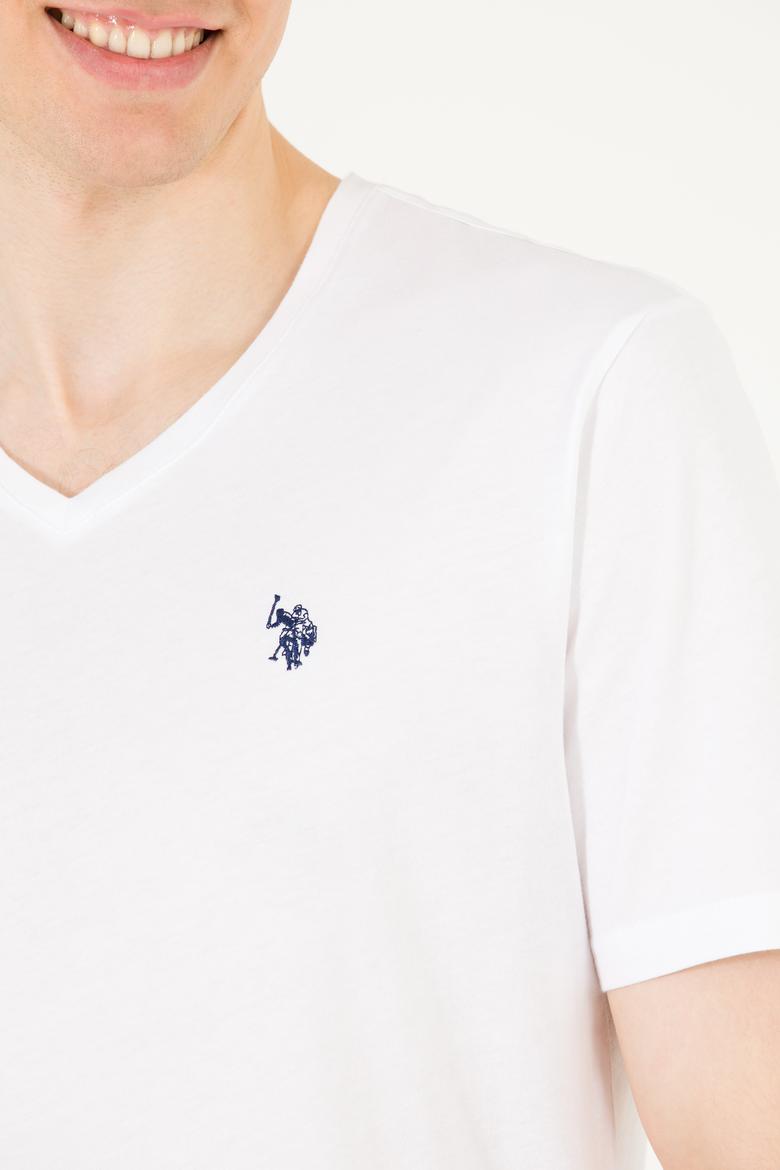 Erkek Beyaz Basic V Yaka Tişört - 50263203001