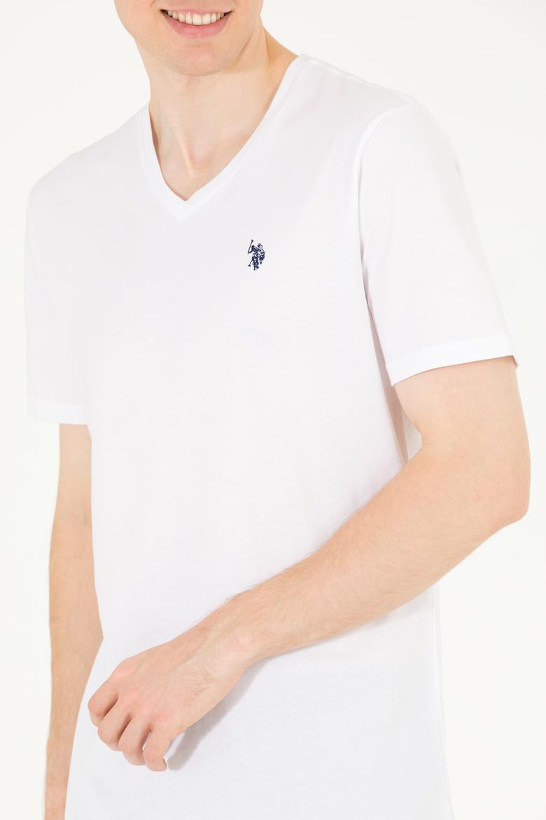 Erkek Beyaz Basic V Yaka Tişört - 50263203001
