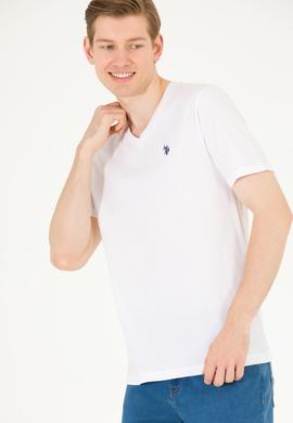 Erkek Beyaz Basic V Yaka Tişört - 50263203001