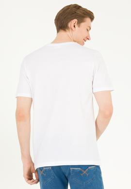 Erkek Beyaz Basic V Yaka Tişört - 50263203001