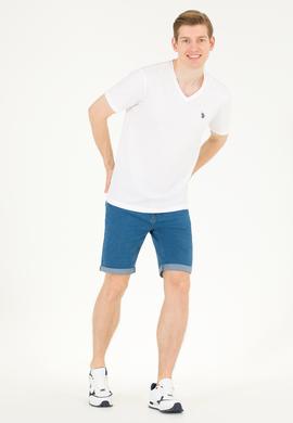 Erkek Beyaz Basic V Yaka Tişört - 50263203001