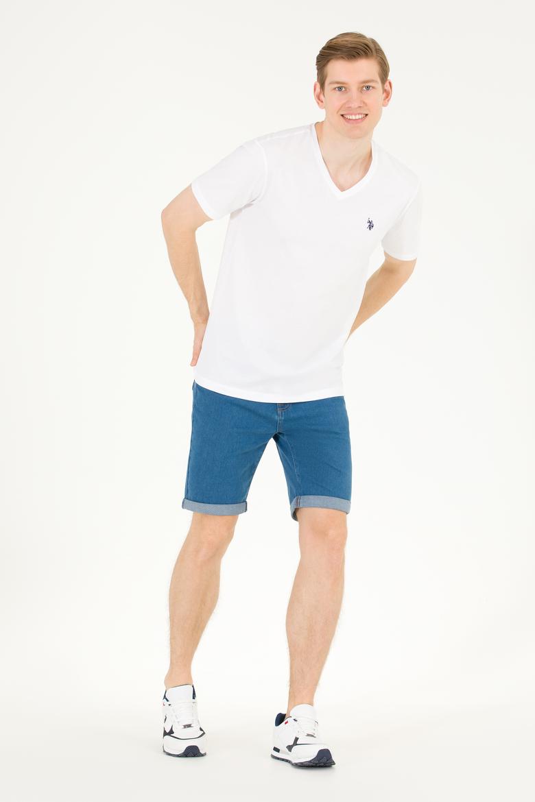 Erkek Beyaz Basic V Yaka Tişört - 50263203001