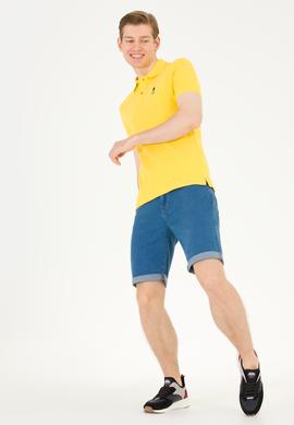 Erkek Koyu Sarı Basic Polo Yaka Tişört - 50263238294