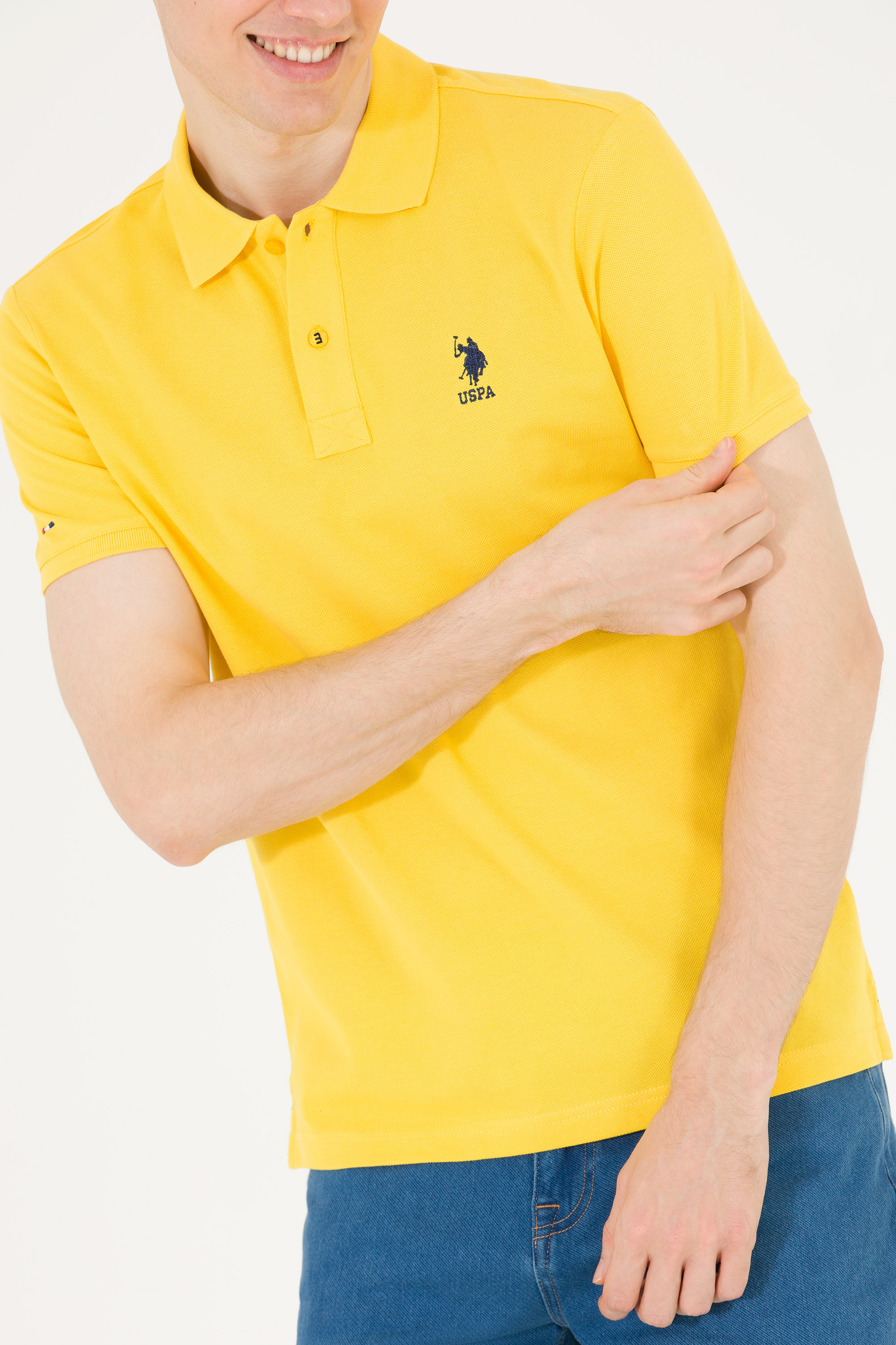 Erkek Koyu Sarı Basic Polo Yaka Tişört