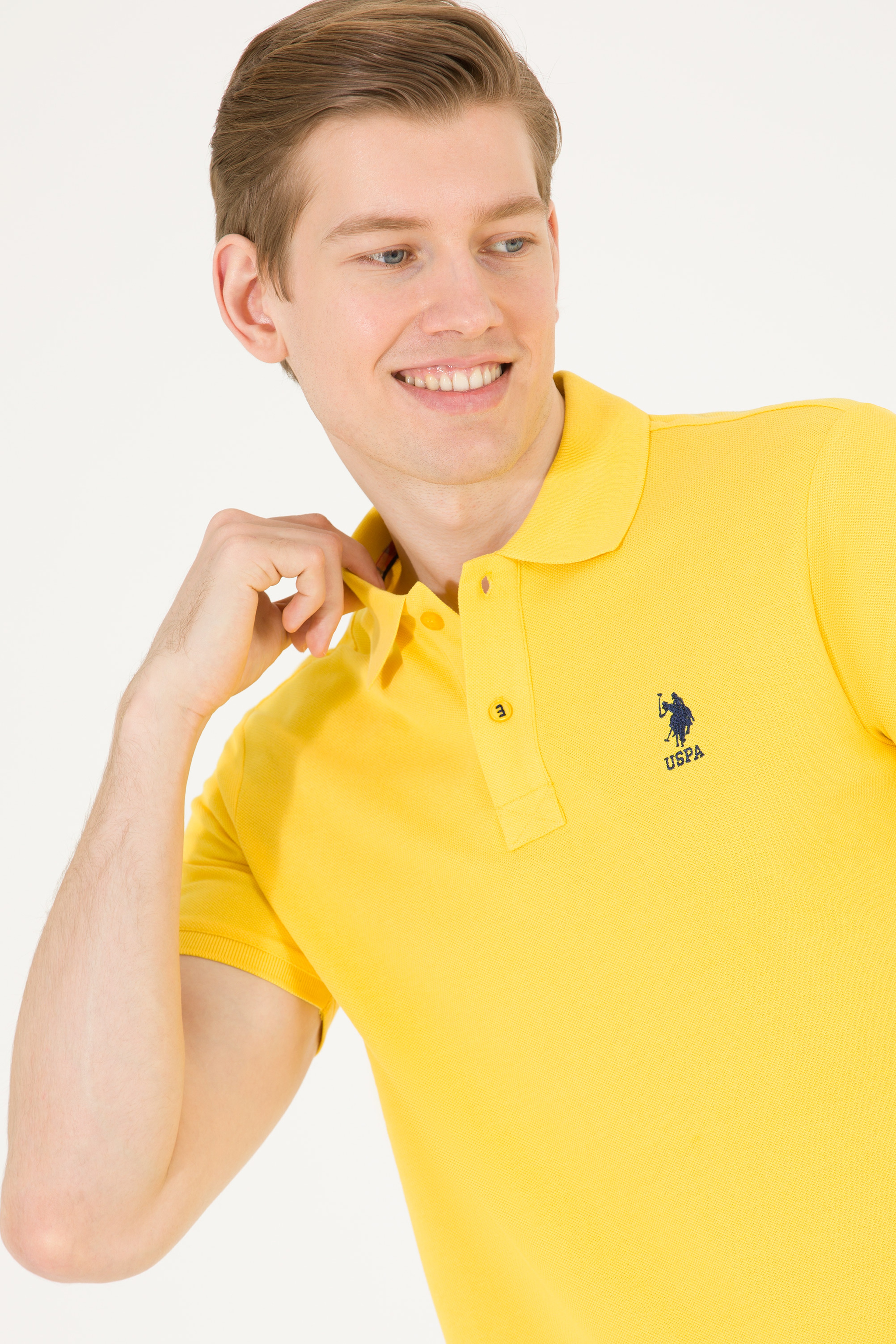 Erkek Koyu Sarı Basic Polo Yaka Tişört