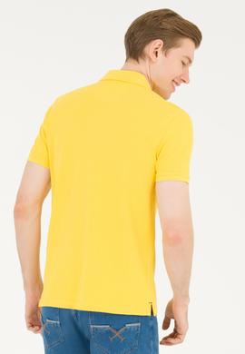Erkek Koyu Sarı Basic Polo Yaka Tişört - 50263238294