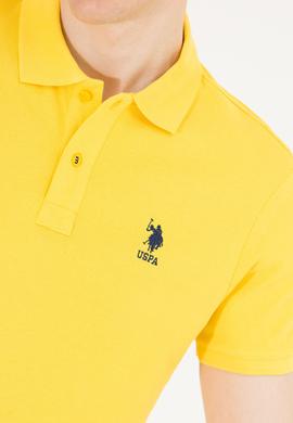 Erkek Koyu Sarı Basic Polo Yaka Tişört - 50263238294