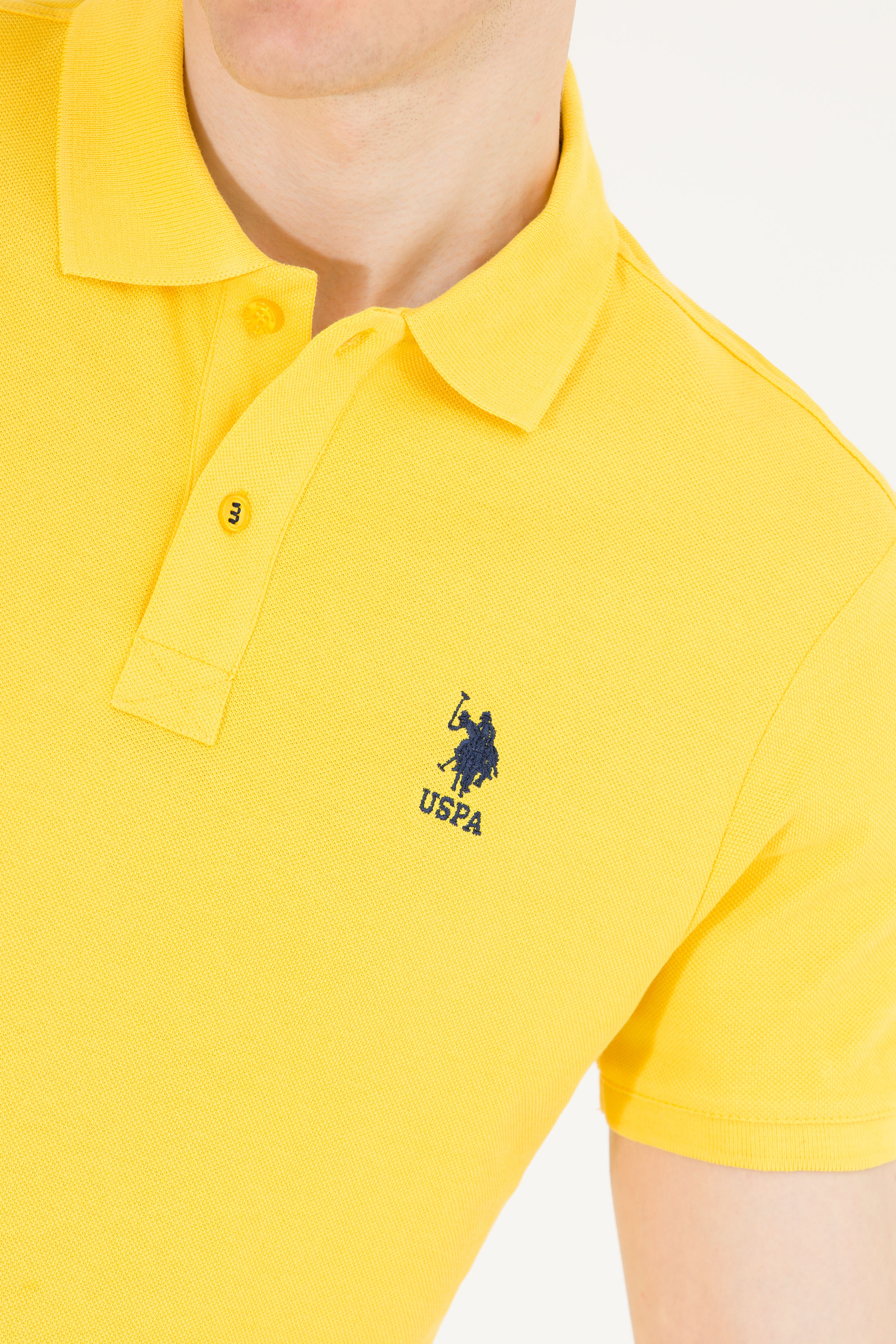 Erkek Koyu Sarı Basic Polo Yaka Tişört - Image 7