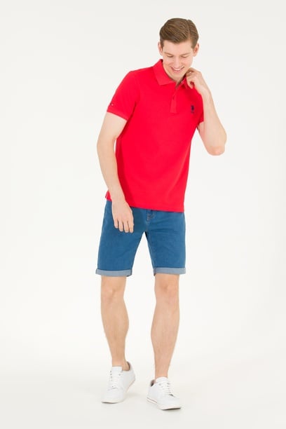 Erkek Kırmızı Basic Polo Yaka Tişört