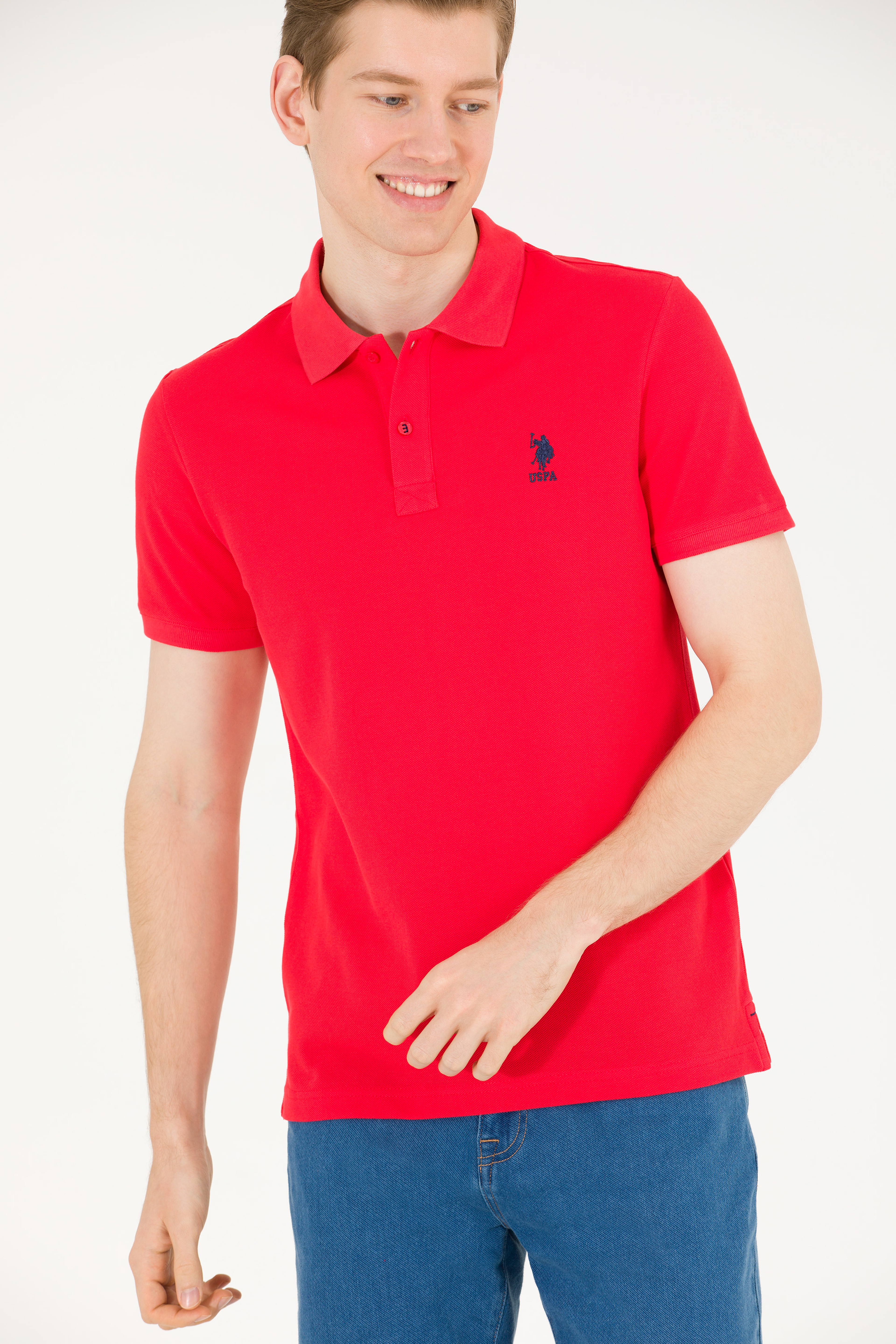 Erkek Kırmızı Basic Polo Yaka Tişört