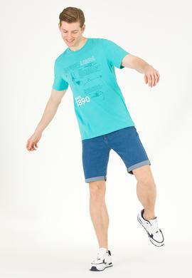 Erkek Mint Bisiklet Yaka Tişört - 50263321025