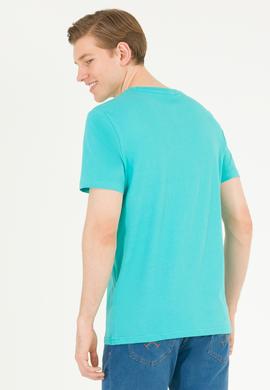 Erkek Mint Bisiklet Yaka Tişört - 50263321025