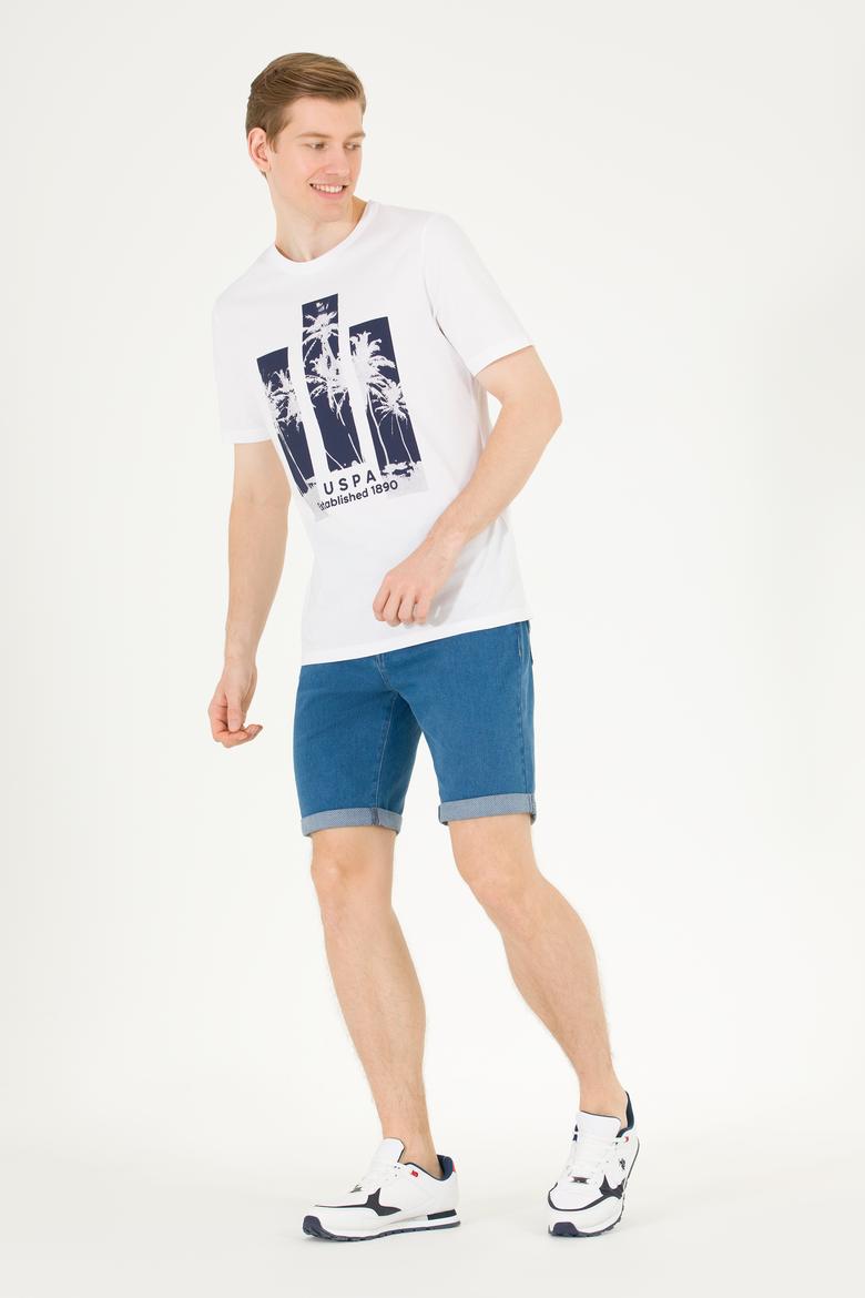 Erkek Beyaz Bisiklet Yaka Tişört - 50263397031