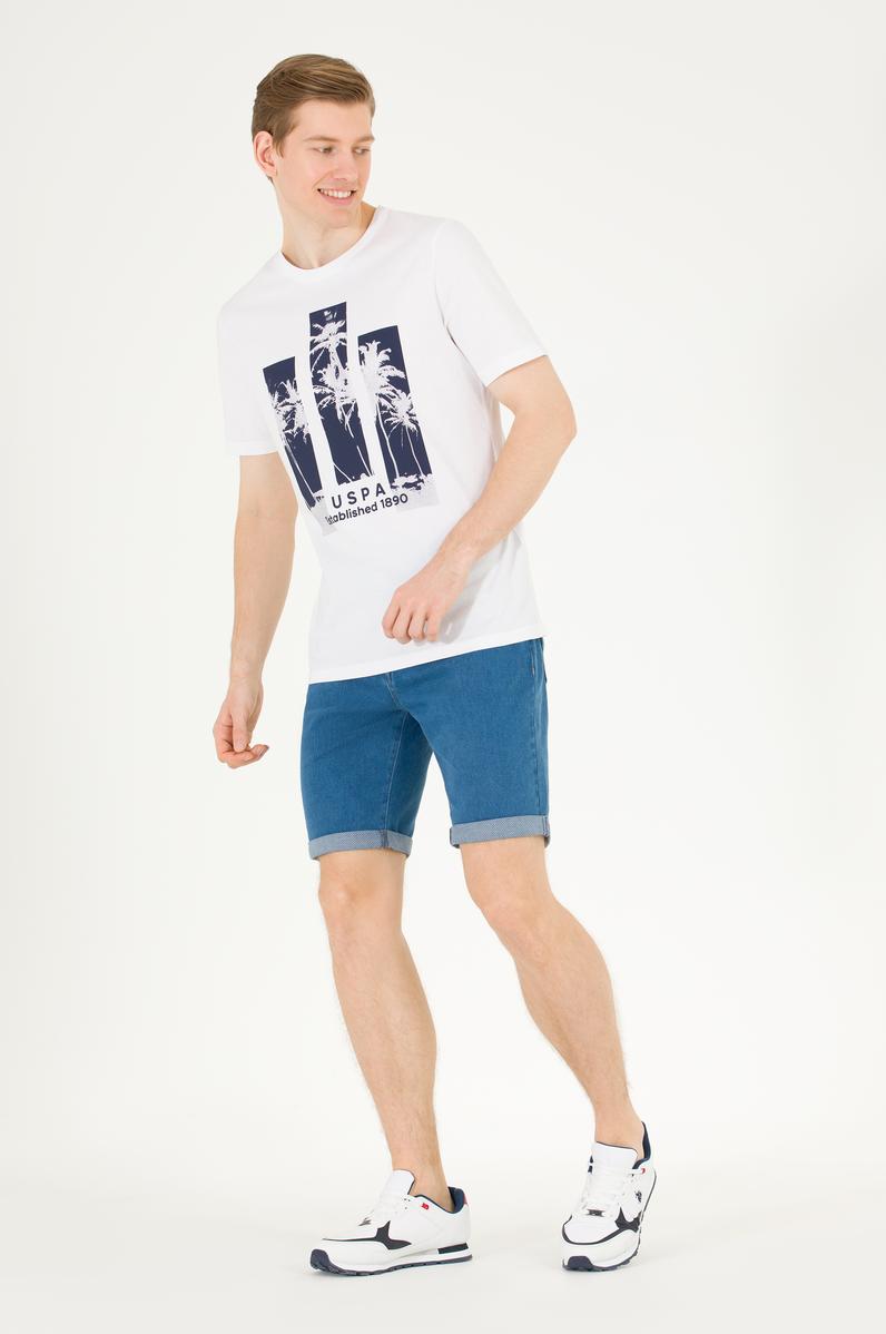 Erkek Beyaz Bisiklet Yaka Tişört