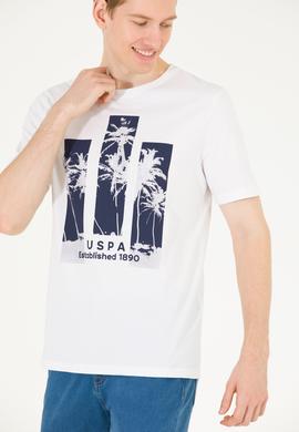 Erkek Beyaz Bisiklet Yaka Tişört - 50263397031