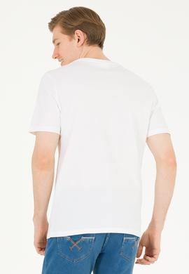 Erkek Beyaz Bisiklet Yaka Tişört - 50263397031