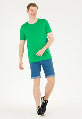 Erkek Elma Yeşili Bisiklet Yaka Tişört - 50263562032