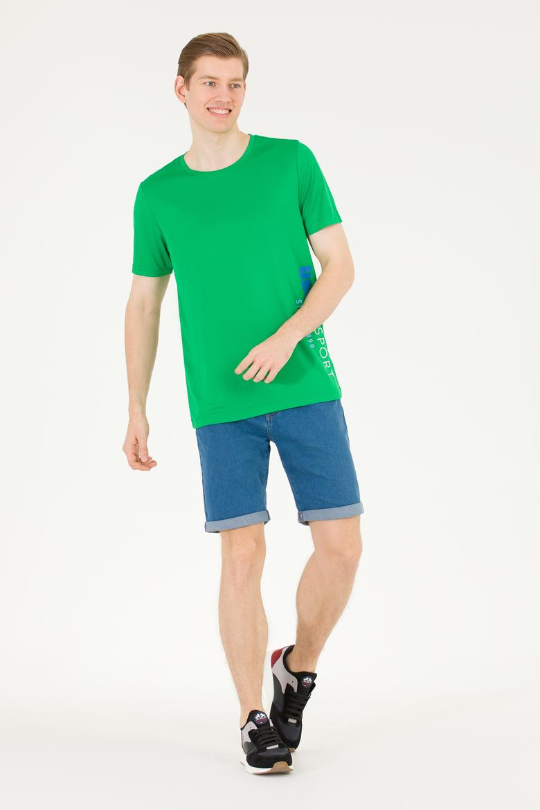 Erkek Elma Yeşili Bisiklet Yaka Tişört - 50263562032