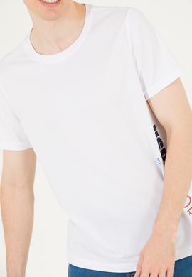 Erkek Beyaz Bisiklet Yaka Tişört - 50263562042