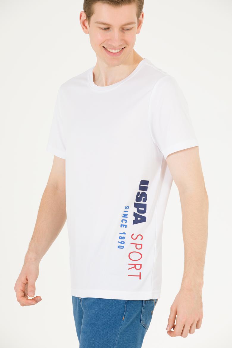 Erkek Beyaz Bisiklet Yaka Tişört - 50263562042