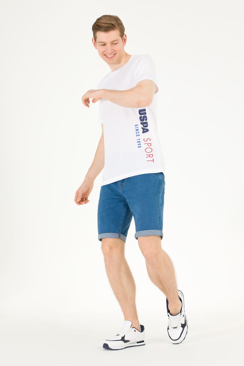 Erkek Beyaz Bisiklet Yaka Tişört - 50263562042