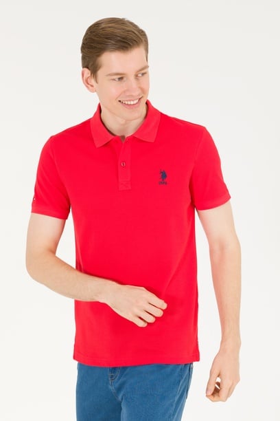Erkek Kırmızı Basic Polo Yaka Tişört