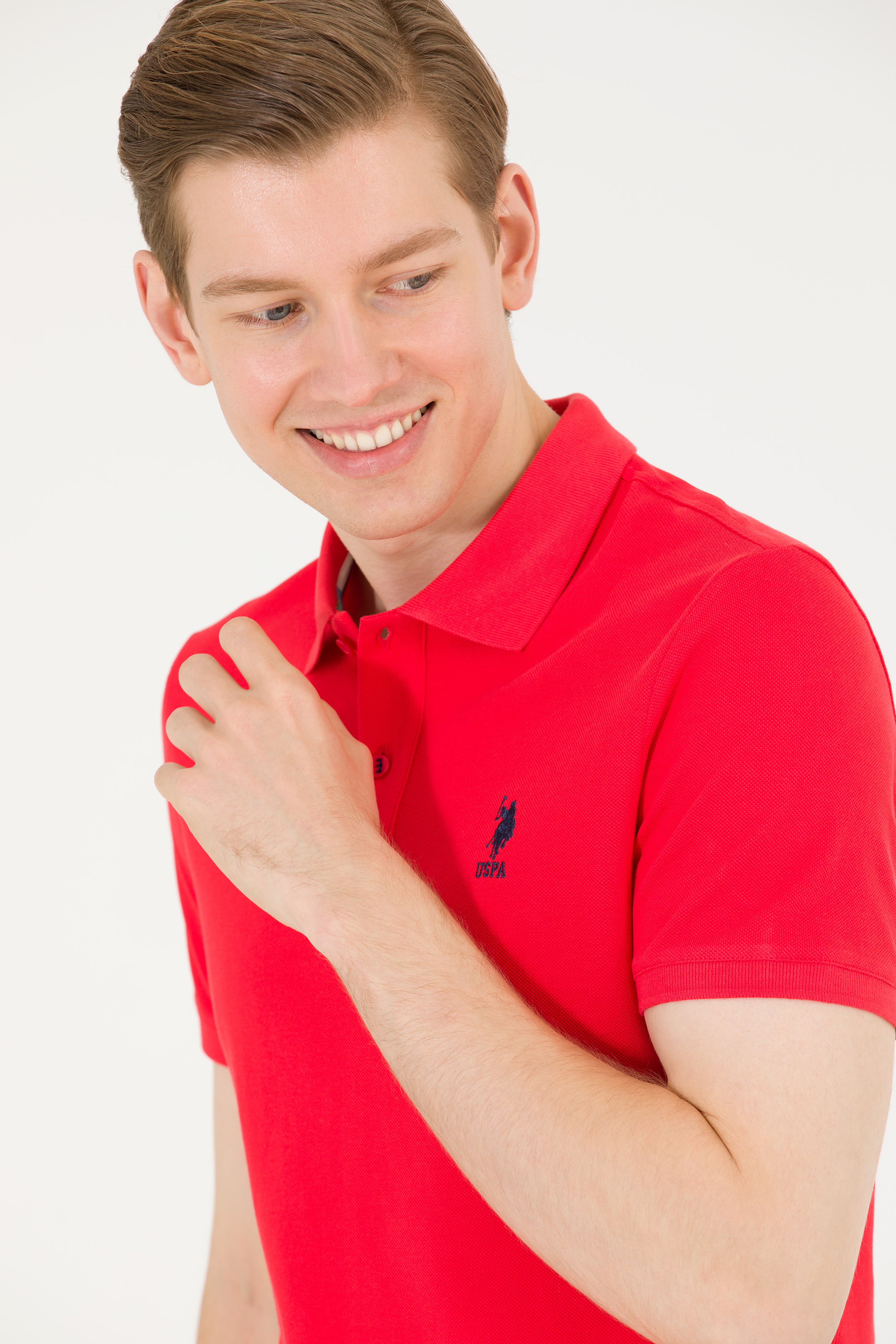 Erkek Kırmızı Basic Polo Yaka Tişört - Image 1