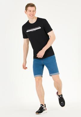 Erkek Siyah Bisiklet Yaka Tişört - 50263284034