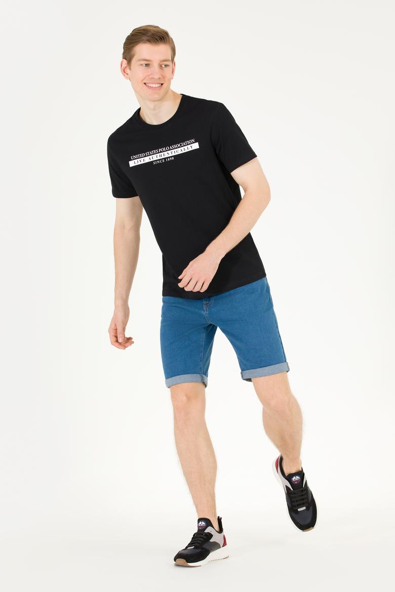 Erkek Siyah Bisiklet Yaka Tişört - 50263284034