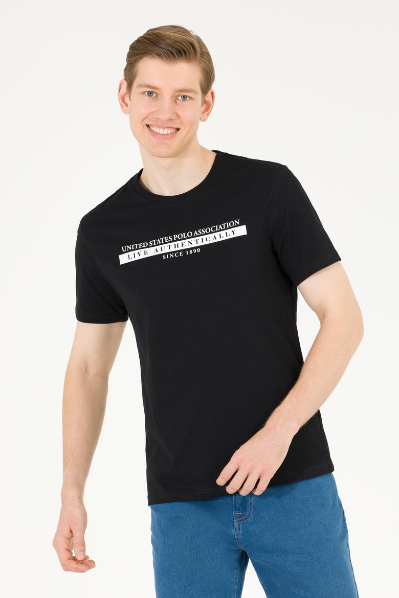 Erkek Siyah Bisiklet Yaka Tişört - 50263284034