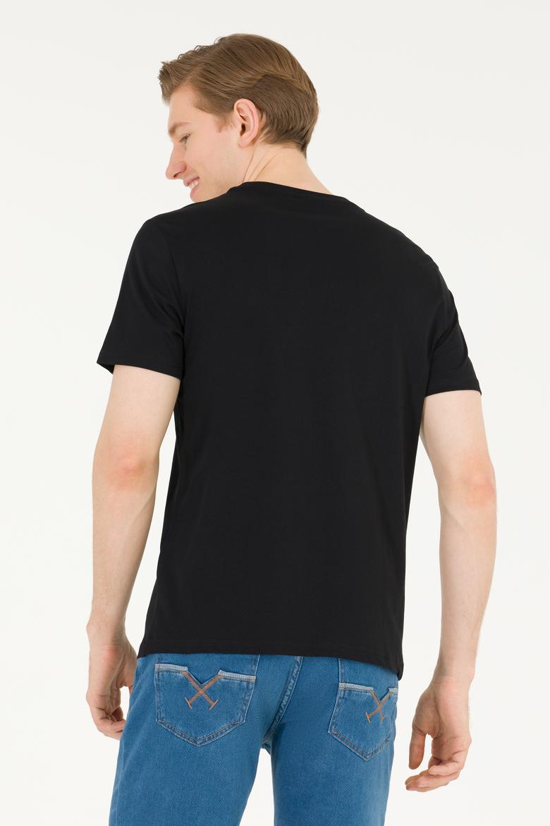 Erkek Siyah Bisiklet Yaka Tişört - 50263284034